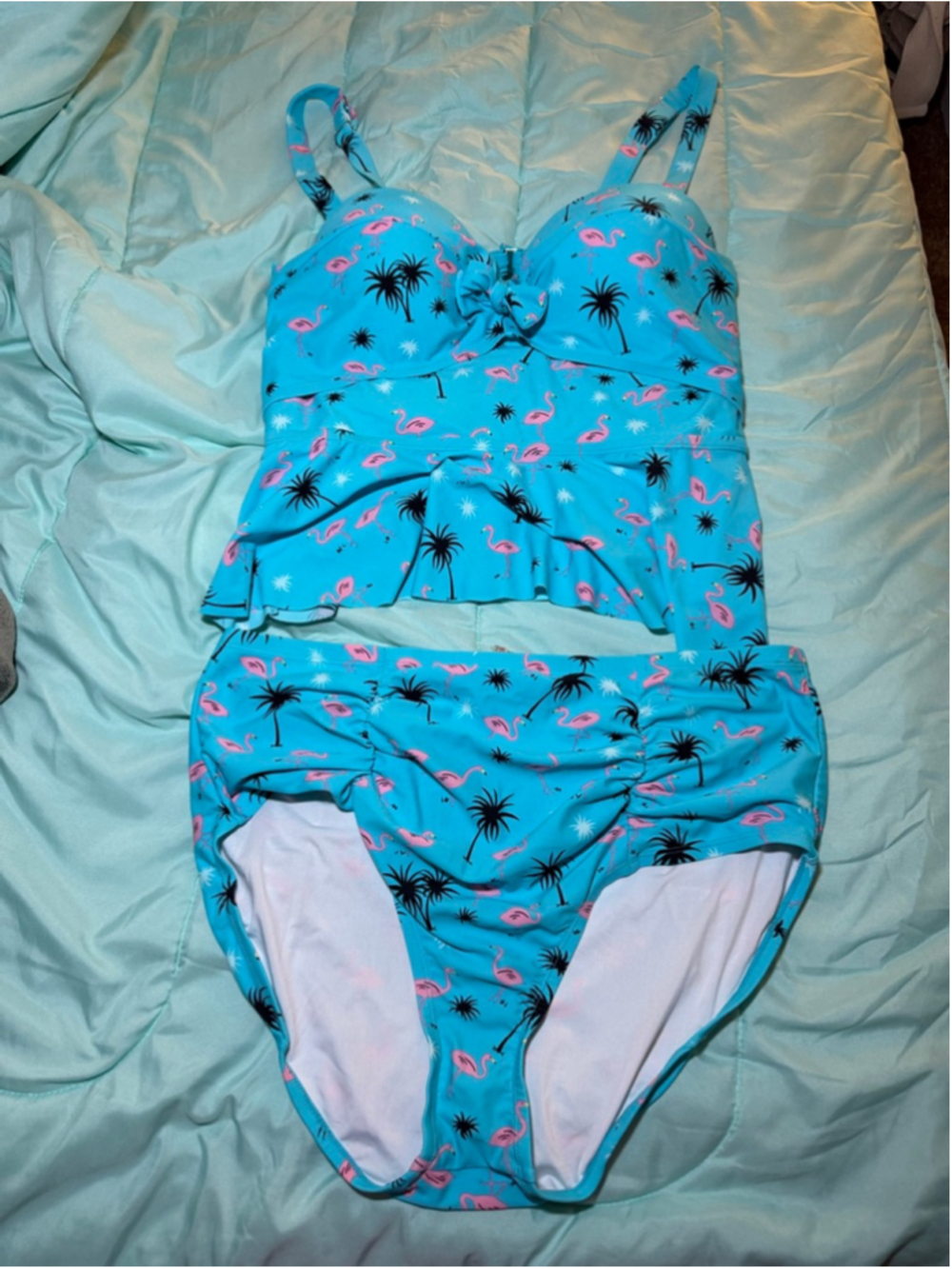 Women's Unbranded Blue Pink Flamingo Print Bikini 2XL